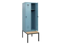 locker met bank,HxBxD 1950x600x815mm,2vak,vak B 300mm,draaigrendel