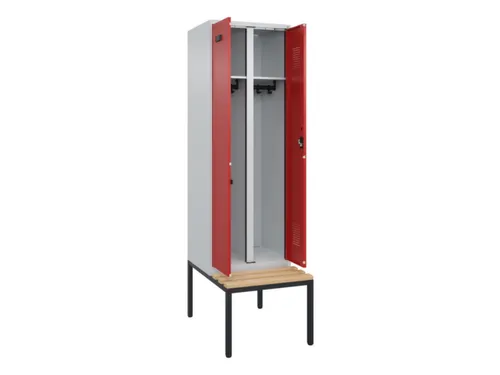 locker met bank,voor scheiding van kleding,HxBxD 2120x600x815mm,2vak