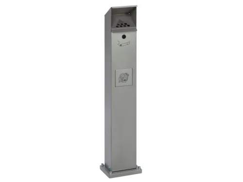 Combi-asbakstaander vierkant staal 2/5 liter 1150x180x150mm Zilver