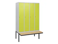 locker met bank,HxBxD 1950x1200x815mm,4vak,vak B 300mm,cil.-slot