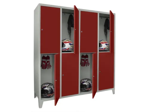 lockerkast,HxBxD 1850x1600x500mm,4x2vakken,RAL7035,front RAL3000