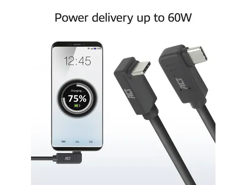 Kabel ACT USB-C hoek links/rechts USB-C hoek boven/beneden 10Gbps 2m