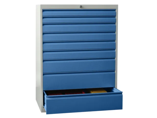 ladekast 1200x715x600mm 9laden cilinderslot RAL7035 front RAL5012