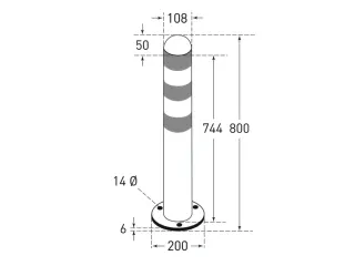 Afzetpaal,v. laadzuilen,Halve kogelkop,HxØ 800x108mm,staal,wit - 2