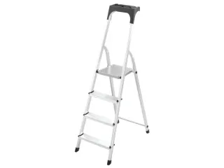 aluminium trapladder,eenzijdig,4treden,bordes geribbeld,stand H 0,83m - 1