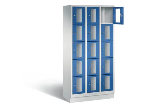 Lockerkast 1800x900x500mm 3x5 vakken Cilinderslot, Sokkel, RAL5010