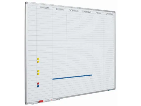 Planbord 60x90cm Softline profiel 8mm Werkdagen NL incl. dagenstrook