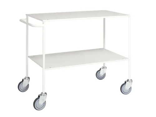 tafelwagen,draagverm. 150kg,2xstaalplaat,staaletage,wit,TPE-banden