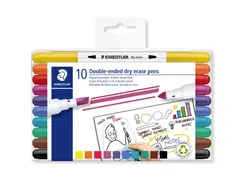 Marqueur tableau blanc Staedtler effaçable à sec double pointe set 1