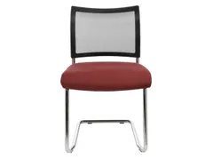 Bezoekersstoel Zitting Stof Bordeauxrood Netrug Zwart Sledeframe