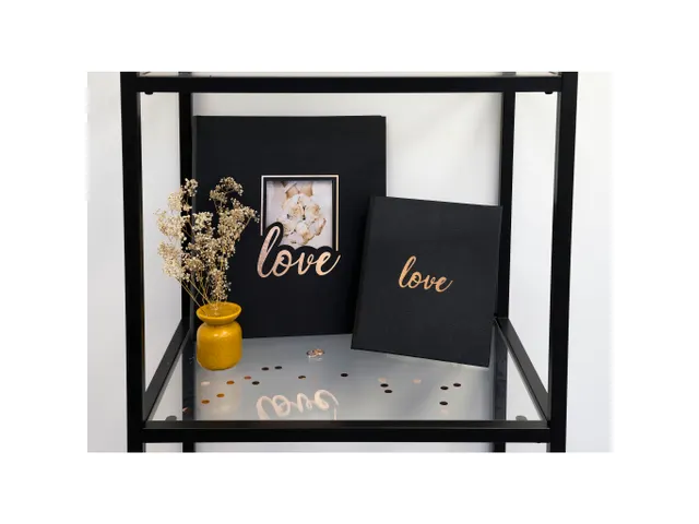 Livre d'or 140 pages tranche or - Format 21x19cm - LOVE Blanc - Noir