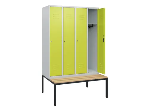 locker met bank,HxBxD 1950x1200x815mm,4vak,vak B 300mm,cil.-slot