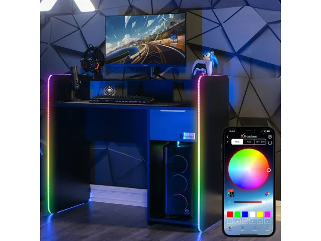 X Rocker Electra Gaming Bureau 110x55cm Zwart met RGB Lights