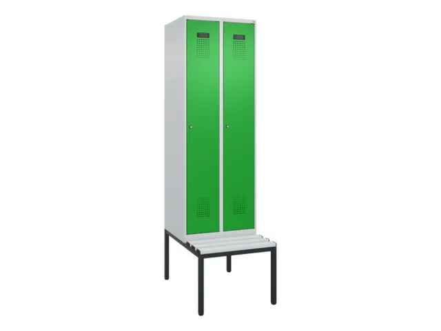 locker met bank,voor scheiding van kleding,HxBxD 2120x600x815mm,2vak