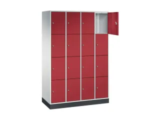 lockerkast,RAL 7035/RAL 3003,HxBxD 1950x1220x500mm,4x4vakken,cil.-slot - 1