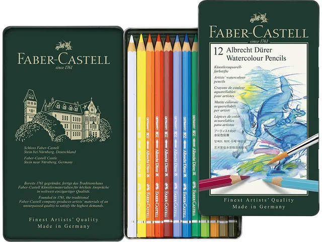 Faber Castell Albrecht Dürer Aquarelkleurpotloden Metalen Etui A 12 S