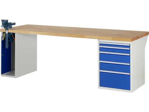 werkbank,HxBxD 890x2500x900mm,beukblad,draagverm. 750kg,2containers