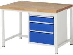 werkbank,HxBxD 840-1040x1250x900mm,beukblad,draagverm. 1250kg,4voeten