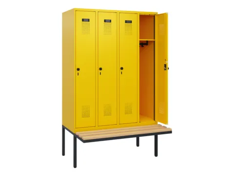 locker met bank,HxBxD 1950x1200x815mm,4vak,vak B 300mm,draaigrendel