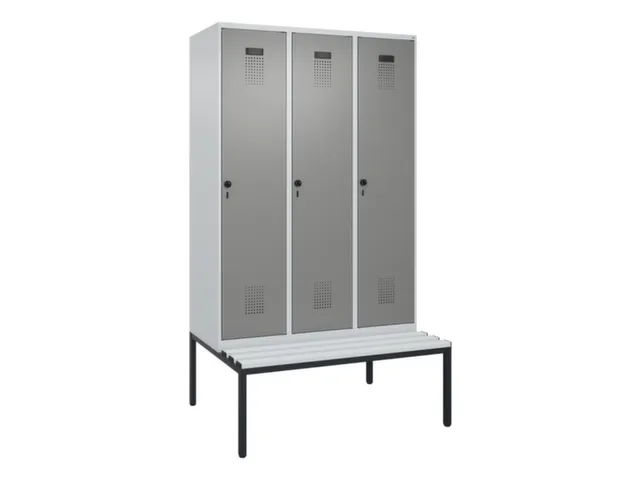 locker met bank,voor scheiding van kleding,HxBxD 2120x1200x815mm,3vak
