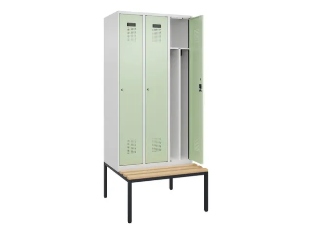 locker met bank,voor scheiding van kleding,HxBxD 2120x900x815mm,3vak