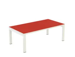 bijzettafel HxBxD 400x1140x600mm rechthoekig rood 4voeten wit