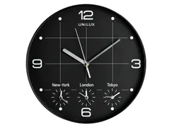 Wandklok Unilux On Time Ø30,5cm zwart/wit tijdzone cijfers