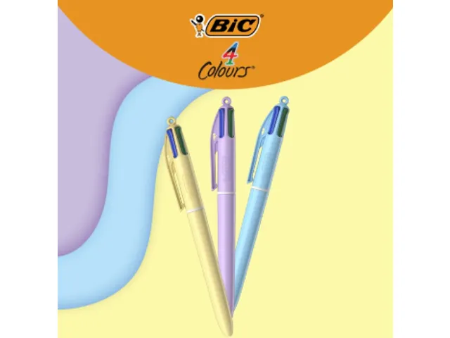 4-Kleuren balpen Bic pastel assorti display à 30 stuks