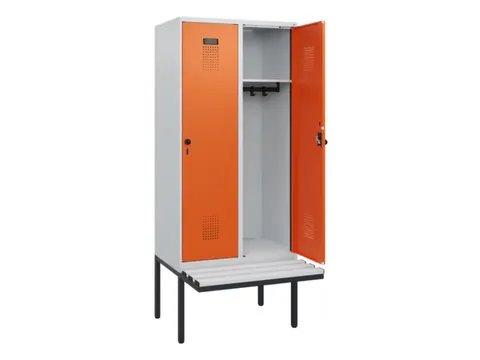 locker met bank,HxBxD 1950x800x815mm,2vak,vak B 400mm,draaigrendel