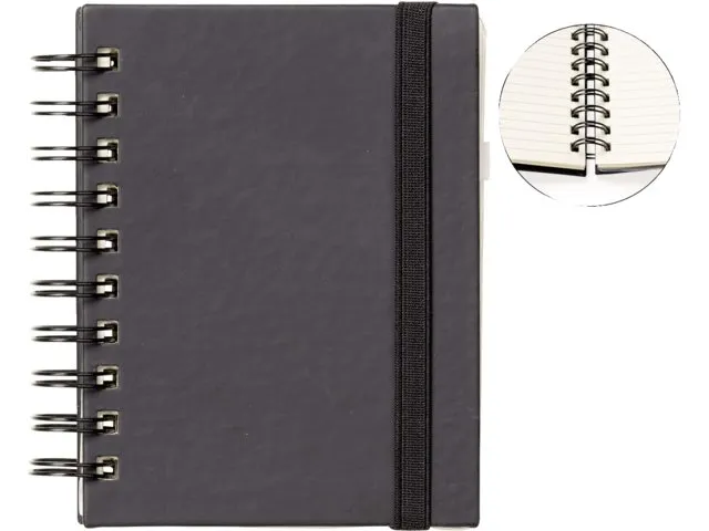 Notitieboek Quantore A6 spiraal zwart lijn