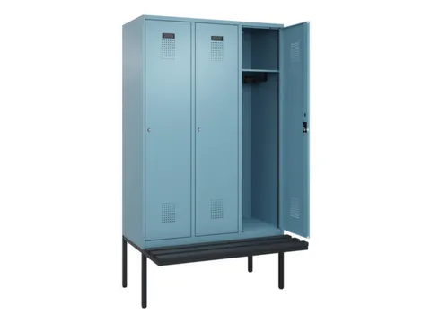 locker met bank,HxBxD 2120x1200x815mm,3vak,vak B 400mm,cilinderslot