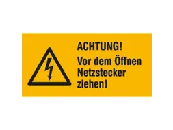waarschuwings-combibord,Let op! Vóór het openen netstekker verwijder