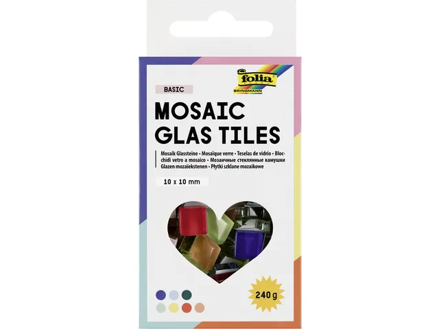 Mosaïque en verre Folia 10x10mm Basic assorti
