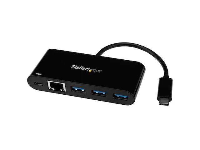 3 poorts USB 3.0 hub met Gigabit Ethernet en Power