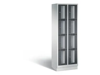 Lockerkast 1800x610x500mm 2x4 vakken Cilinderslot, Sokkel, RAL7021 - 2