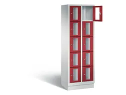 Lockerkast 1800x610x500mm 2x5 vakken Cilinderslot, Sokkel, RAL3003