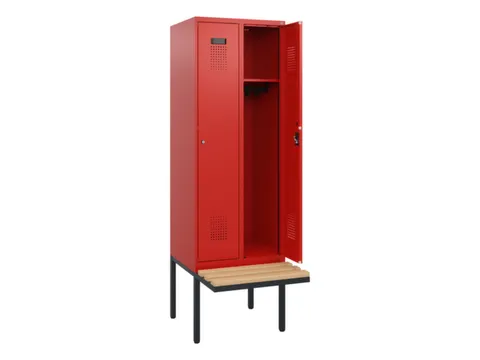 locker met bank,HxBxD 1950x600x815mm,2vak,vak B 300mm,cilinderslot