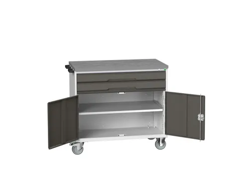 gereedschapswagen 980x800x600mm linoleum 2 laden+kast, RAL7035+RAL7016