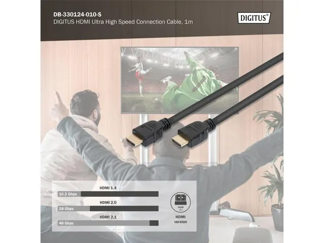 HDMI Ultra High Speed-aansluitkabel Type A M/M 1m met Ethernet UHD