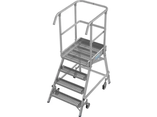 bordestrap,verrijdbaar,bordes H 1m,4treden m. R13-laag,aluminium