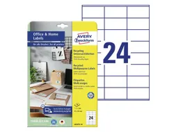 Etiket Avery Zweckform LR3475-10 70x36mm recycled wit 240 stuks