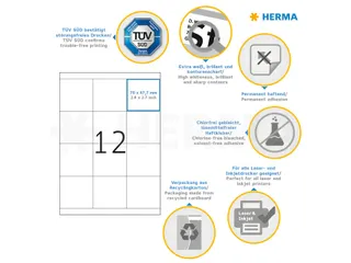 HERMA 4617 Premium etiketten A4 70x67,7mm Wit 2400 stuks - 3