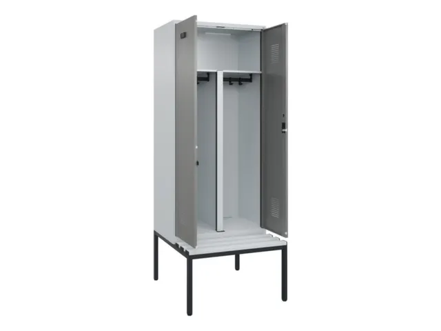PBM-locker met bank,HxBxD 2120x800x815mm,2vak,vak B 400mm