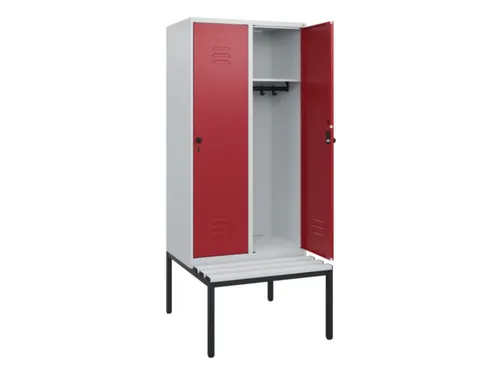 locker met bank,HxBxD 1950x800x815mm,2vak,vak B 400mm,draaigrendel