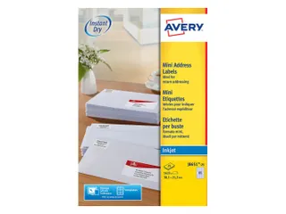 Etiket Avery J8651-25 38.1x21.2mm Inkjet wit 1625 stuks - 2