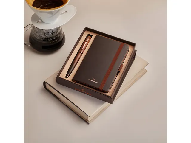 Balpen giftset Sheaffer 100 9374 Coffee Ed. Matt Brown met klein notit