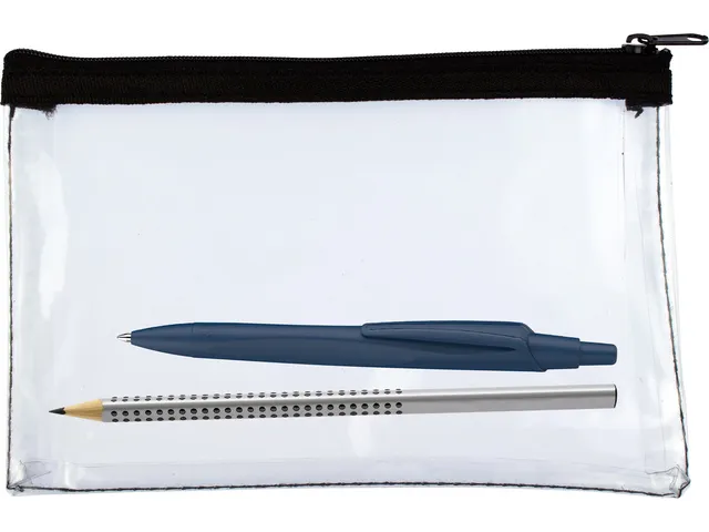 Trousse Kangaro transparent 125x200mm, fermeture éclair noir