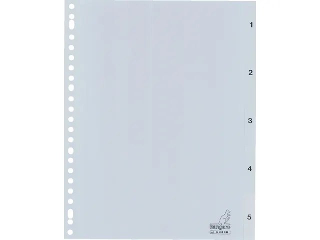 Tabbladen Kangaro A4 23-Gaats G405CM 1-5 Genummerd Grijs Pp