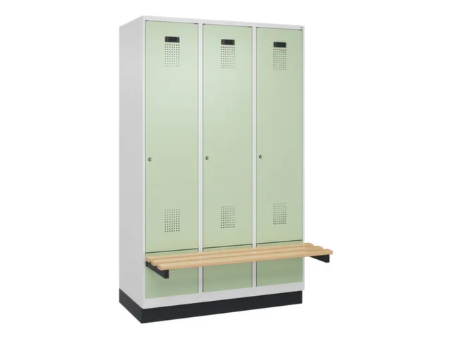 locker met bank,HxBxD 1950x1200x815mm,3vak,vak B 400mm,cilinderslot