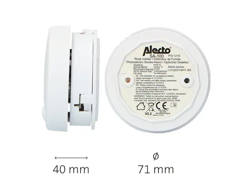 Rookmelder Alecto mini 2 stuks wit